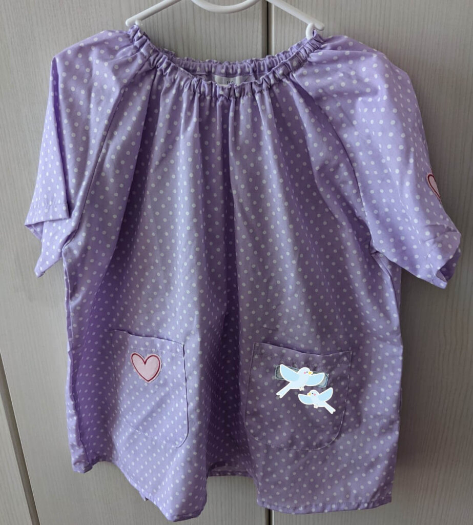 本人の希望でハートのワッペンのみ装飾。