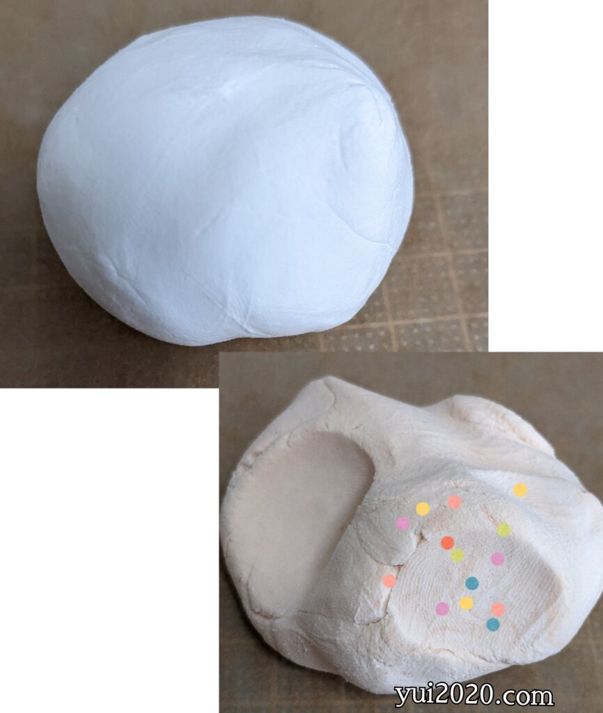 ふわっと軽いねんどを練って着色